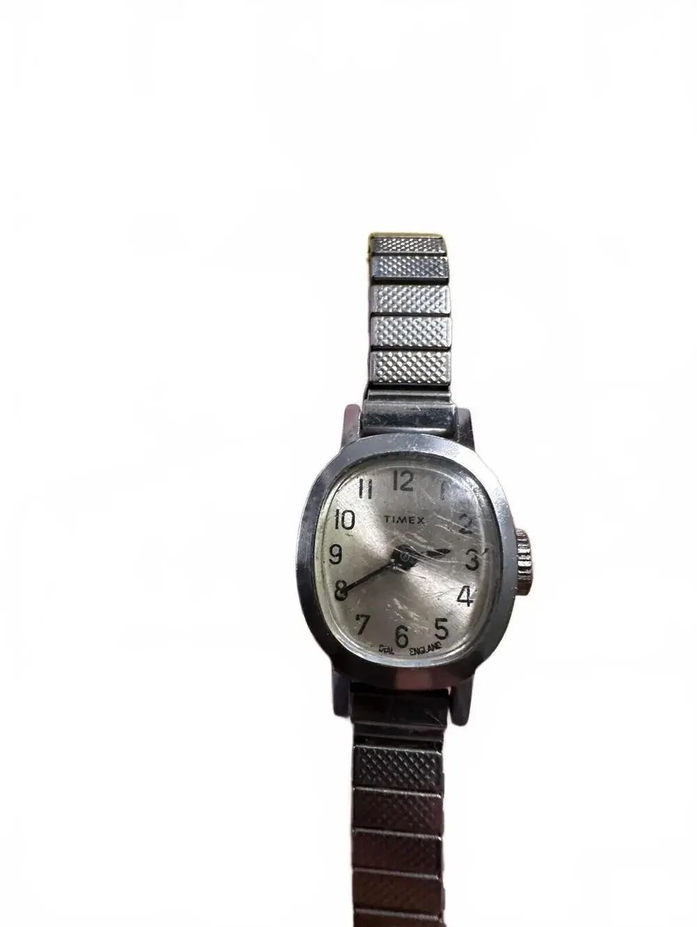 Women's 90's Vintage Feminine Silver Wrist Watch Stretch to Fit